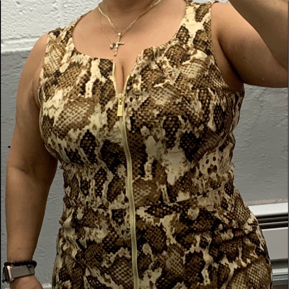 Vince Camuto Anaconda Print Dress Brown and Beige Sz 14 NWT